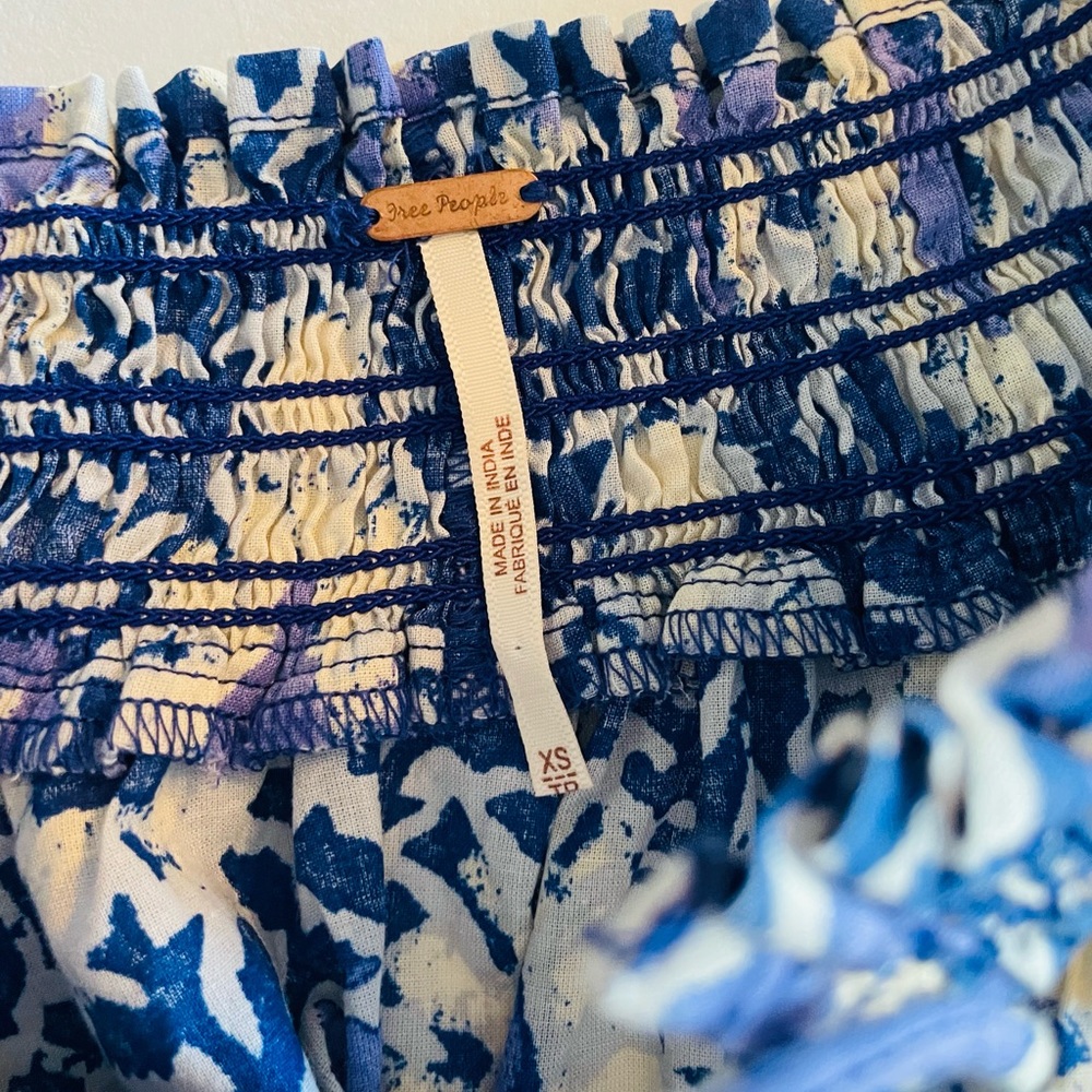 Free People Willow Printed Blouse in Blue Batik Combo - Picture 9 of 15